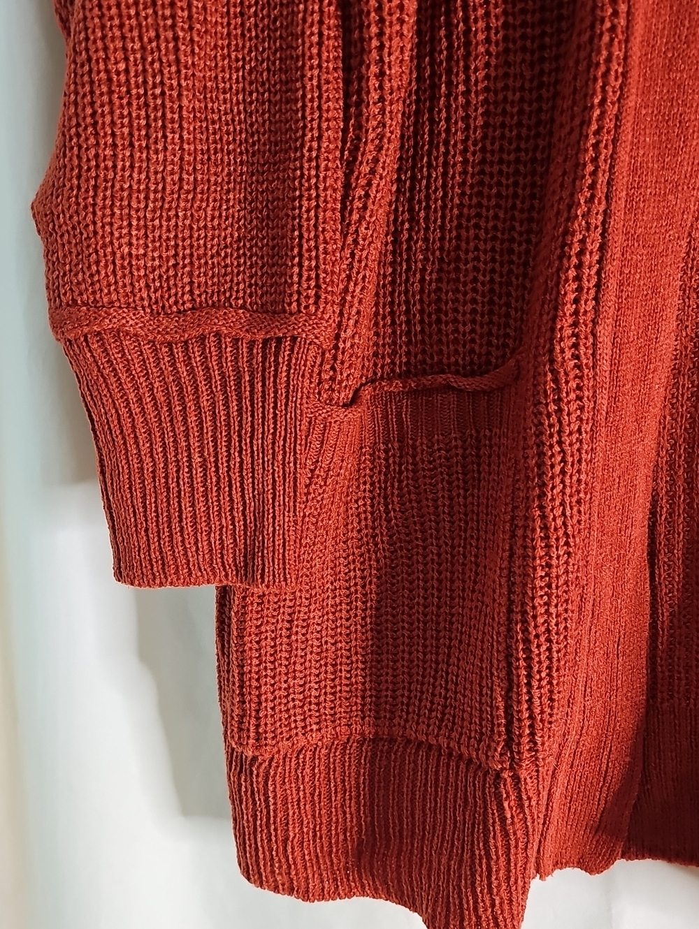 Alison Andrews Open-Front Chunky Cardigan Sweater - Rust - Picture 2 of 6